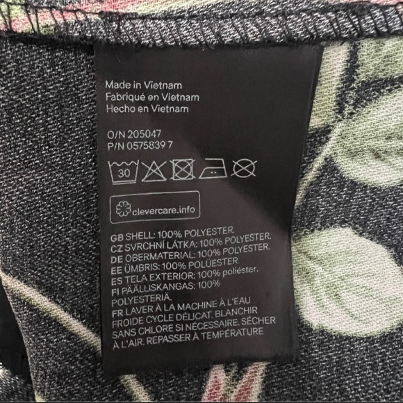 H&M Floral Long Sleeve Shift Mini Dress Black Green And White Size 6 - Picture 5 of 5